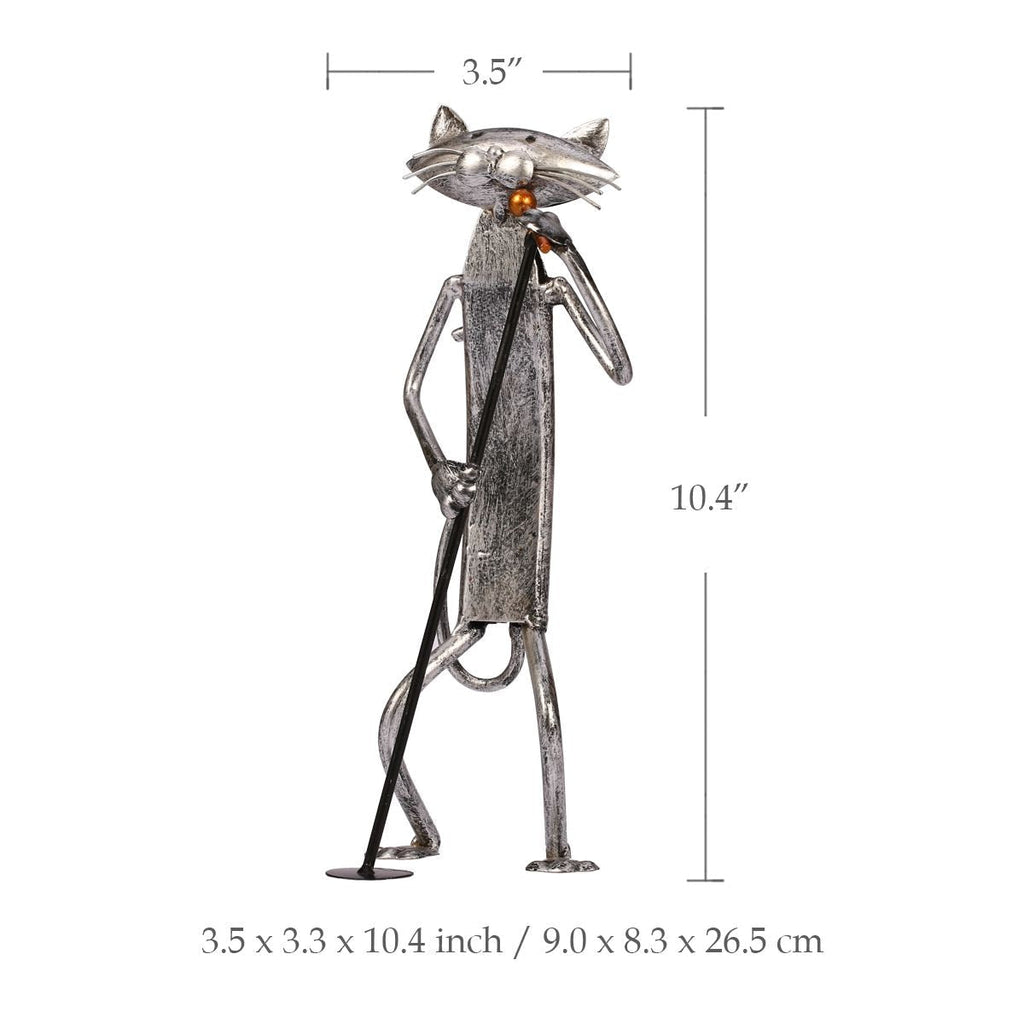 MelodyPaws Cat Guitar Sculpture | Decorative Metal Cat Figurine
