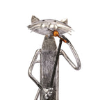 MelodyPaws Cat Guitar Sculpture | Decorative Metal Cat Figurine
