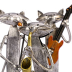MelodyPaws Cat Guitar Sculpture | Decorative Metal Cat Figurine