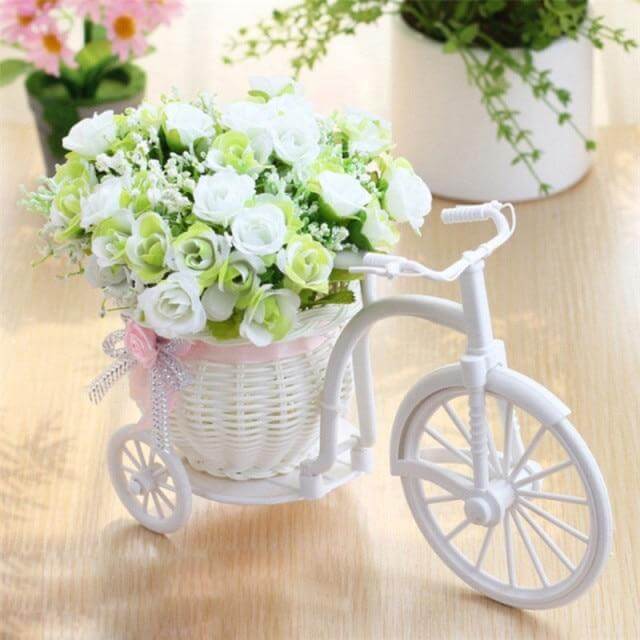 FloraNest Wicker Flower Basket with Decorative Silk Floral Arrangement