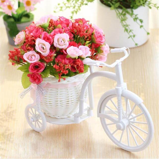 FloraNest Wicker Flower Basket with Decorative Silk Floral Arrangement