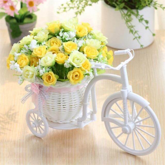 FloraNest Wicker Flower Basket with Decorative Silk Floral Arrangement