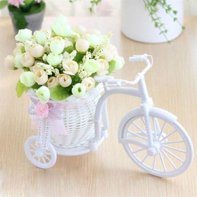 FloraNest Wicker Flower Basket with Decorative Silk Floral Arrangement