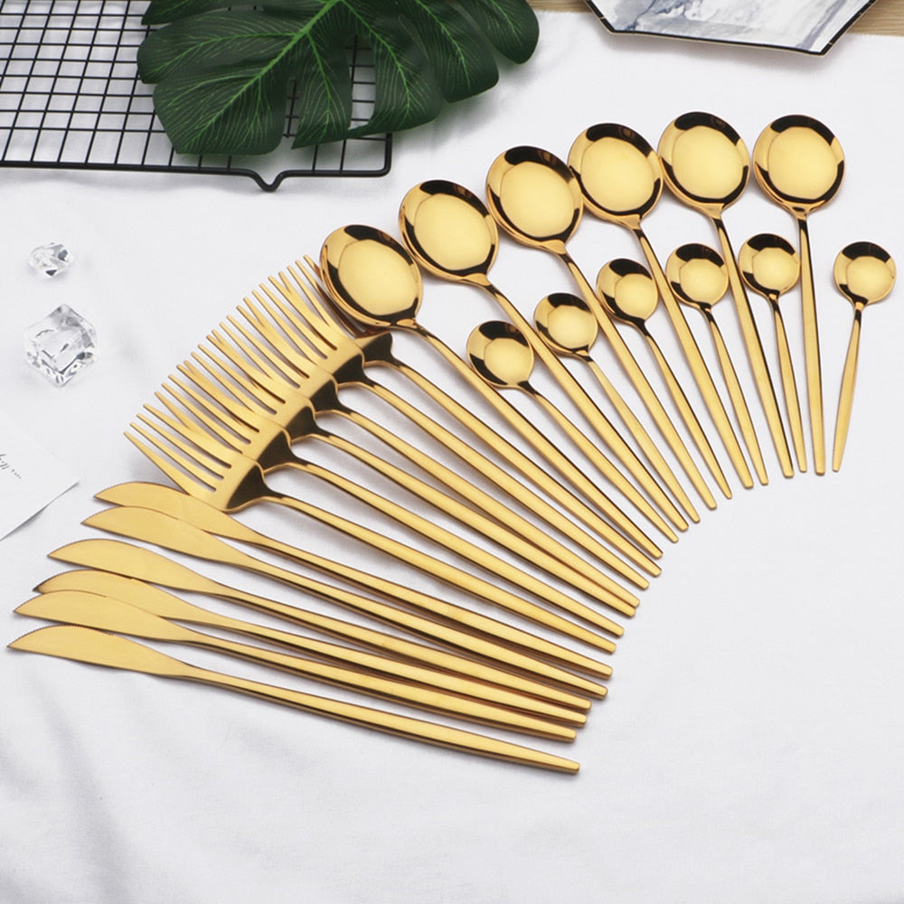 LumiTable 24-Piece Stainless Steel Cutlery Set | Modern Flatware Collection