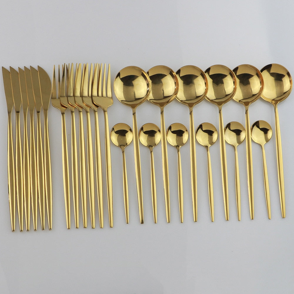 LumiTable 24-Piece Stainless Steel Cutlery Set | Modern Flatware Collection