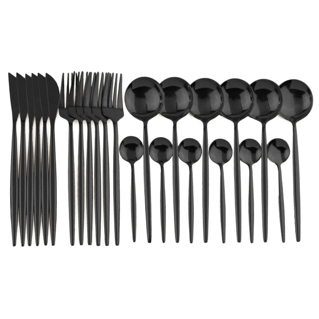LumiTable 24-Piece Stainless Steel Cutlery Set | Modern Flatware Collection