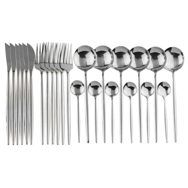 LumiTable 24-Piece Stainless Steel Cutlery Set | Modern Flatware Collection