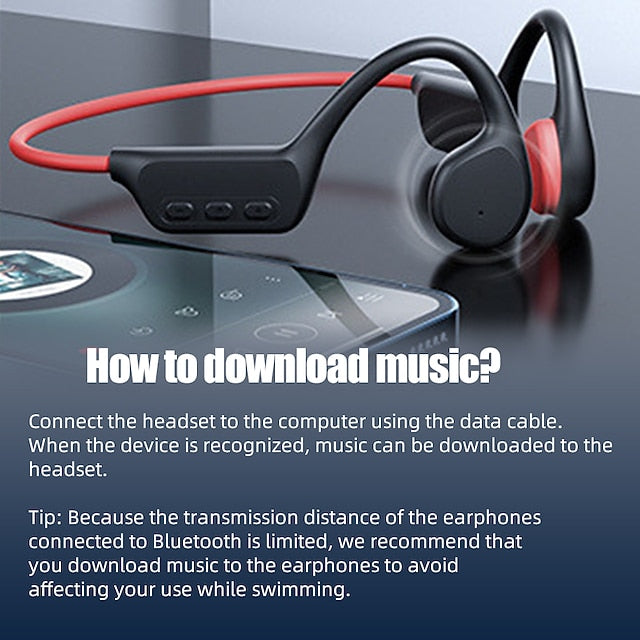 AquaSound Open-Ear Bone Conduction Headphones with 32GB Memory and IPX8 Waterproof Rating