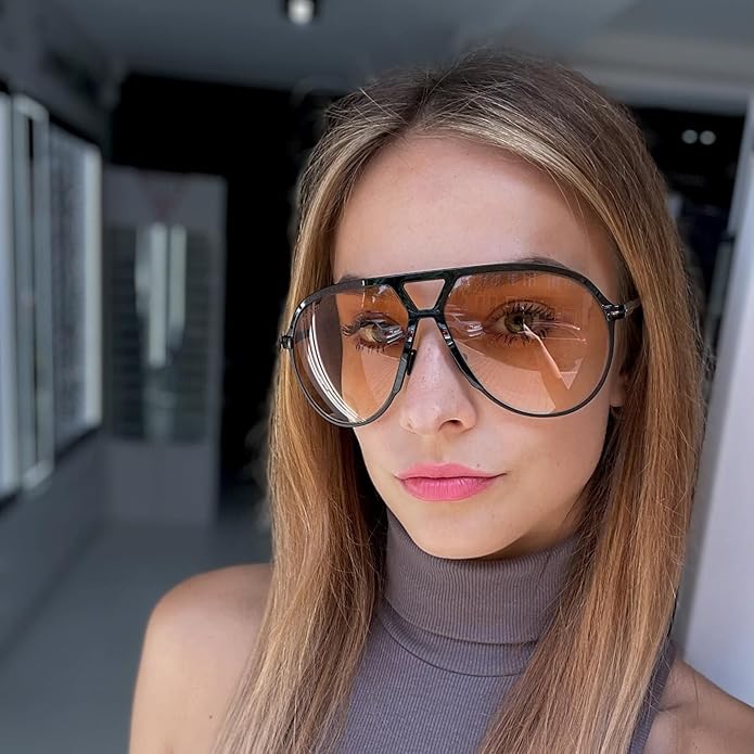 SolaraVue Oversized Square Sunglasses | UV400 Retro Aviator Eyewear