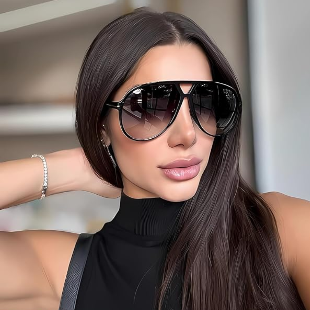 SolaraVue Oversized Square Sunglasses | UV400 Retro Aviator Eyewear