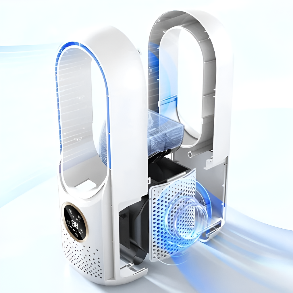 BreezeCore Bladeless Table Fan Quiet Desktop Cooling Fan 3 Modes