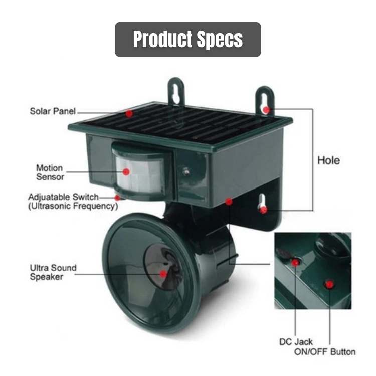SolarGuard Motion Activated Solar Bird Deterrent for Outdoor Use