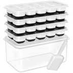 Premium Stackable Silicone Ice Cube Tray Set with Freezer Storage Box - 4 Pack