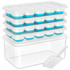 Premium Stackable Silicone Ice Cube Tray Set with Freezer Storage Box - 4 Pack