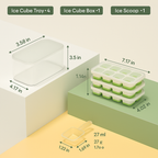 Premium Stackable Silicone Ice Cube Tray Set with Freezer Storage Box - 4 Pack
