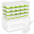 Premium Stackable Silicone Ice Cube Tray Set with Freezer Storage Box - 4 Pack