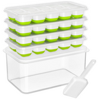 Premium Stackable Silicone Ice Cube Tray Set with Freezer Storage Box - 4 Pack