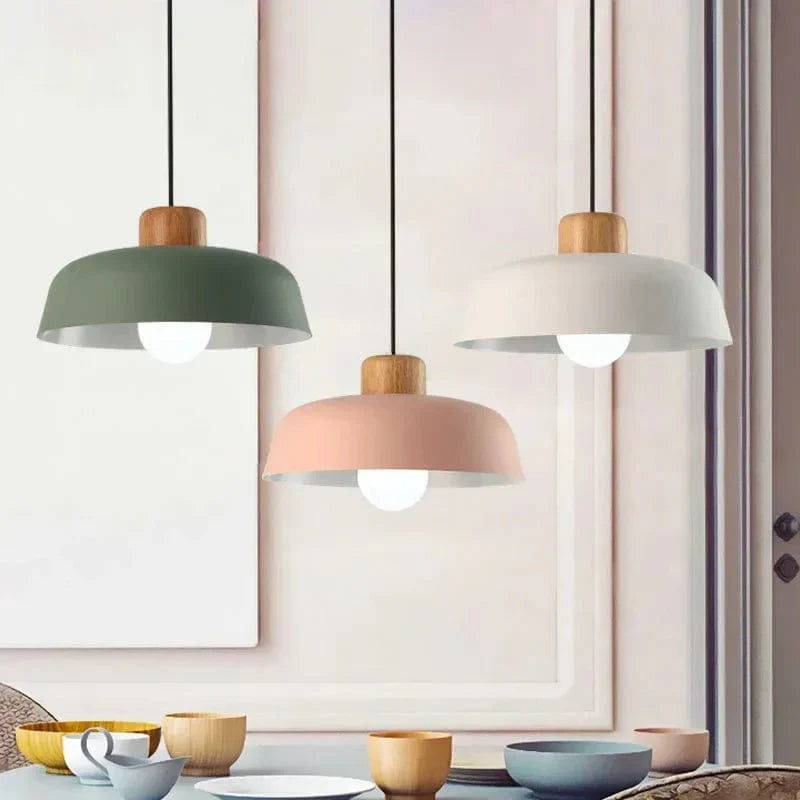 Skandelya Scandinavian Suspension Light in Wood and Metal - Modern Design