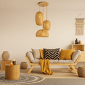 Rotalya Natural Scandinavian Bohemian Triple Rattan Pendant