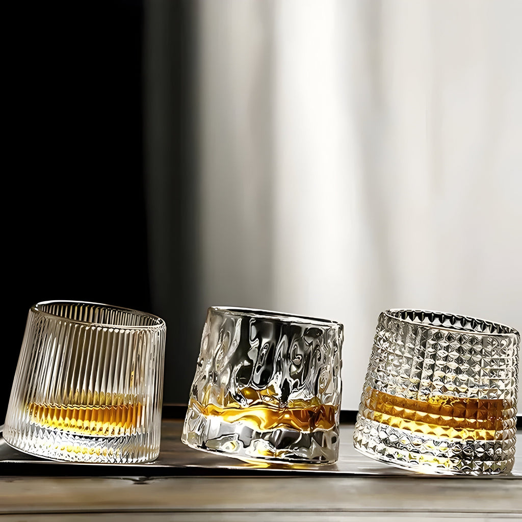 360° Rotating Textured Crystal Tasting Glass