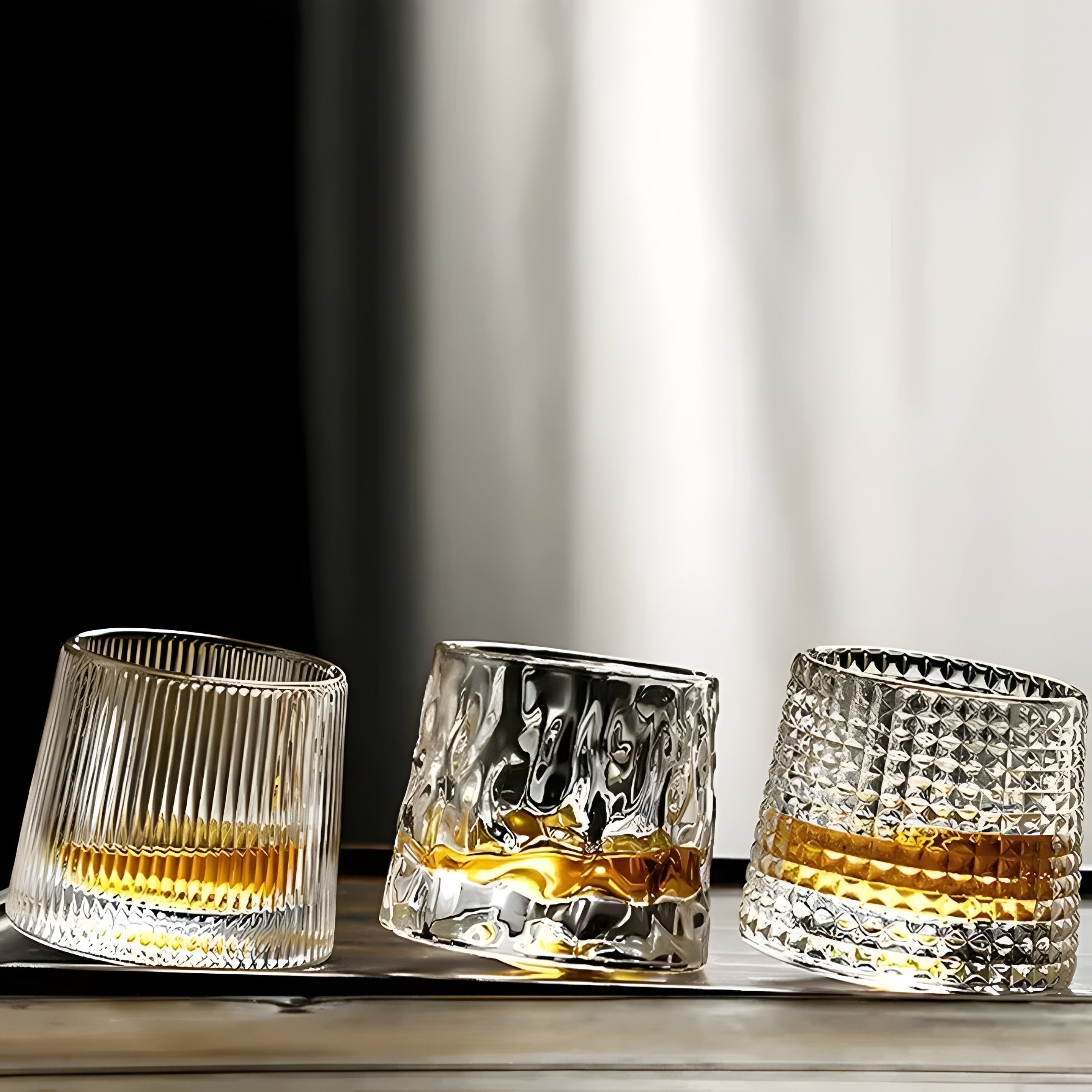 360° Rotating Textured Crystal Tasting Glass