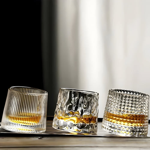 360° Rotating Textured Crystal Tasting Glass
