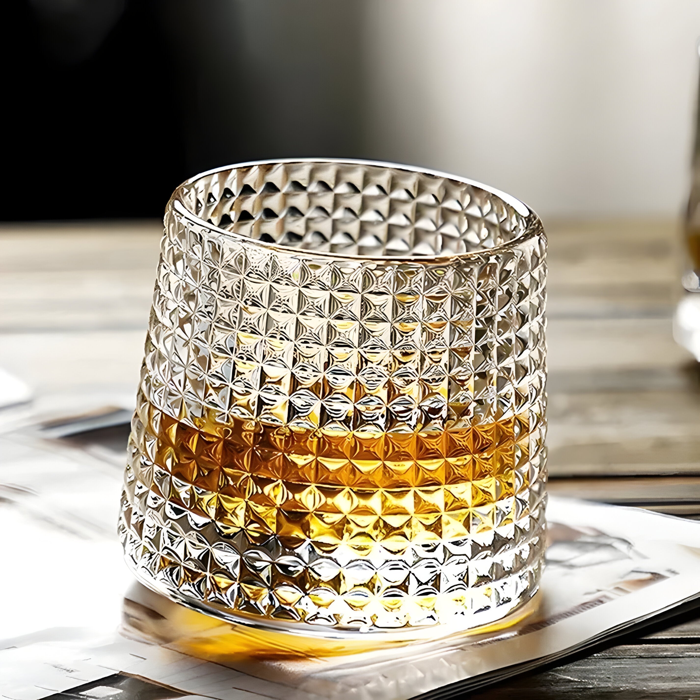 360° Rotating Textured Crystal Tasting Glass