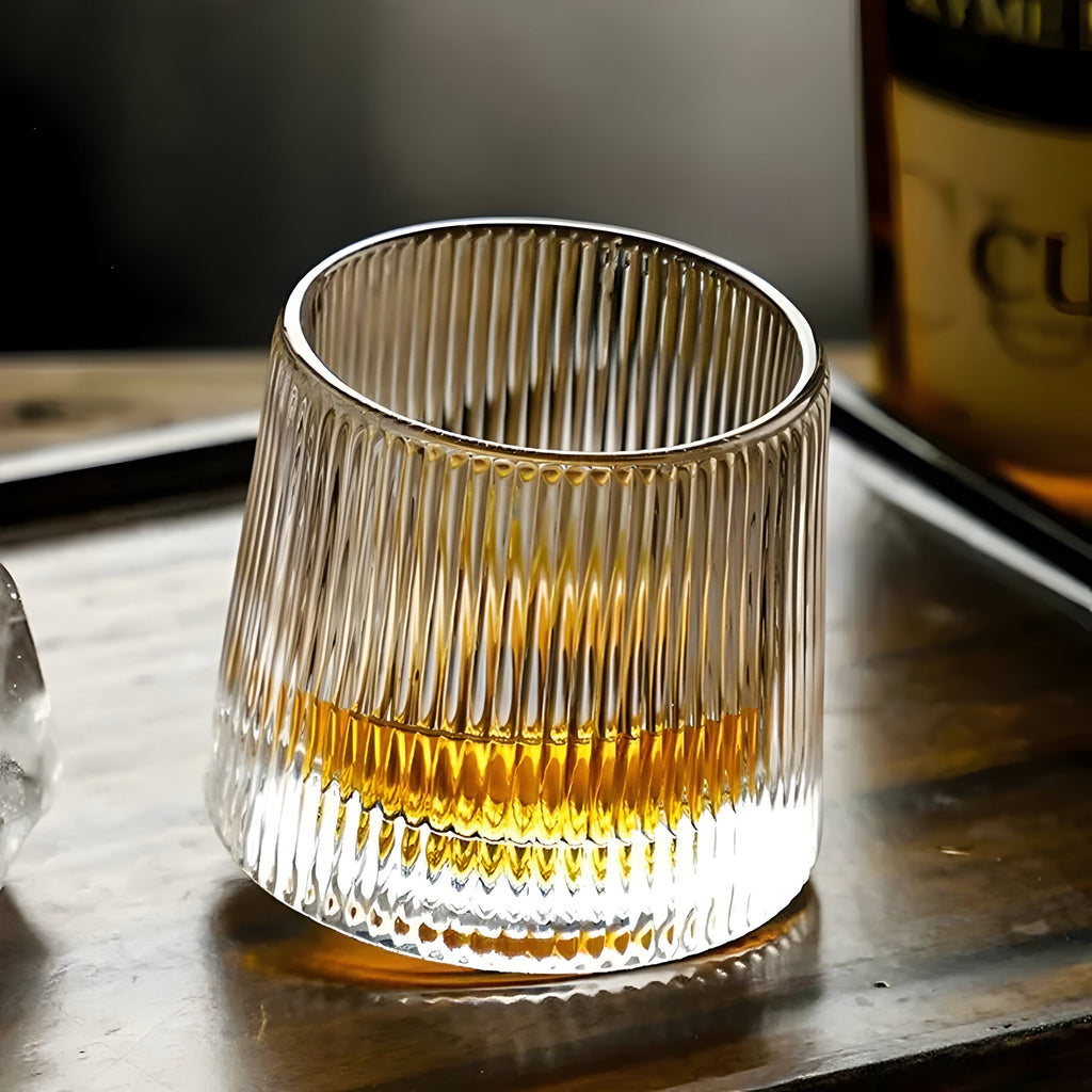 360° Rotating Textured Crystal Tasting Glass