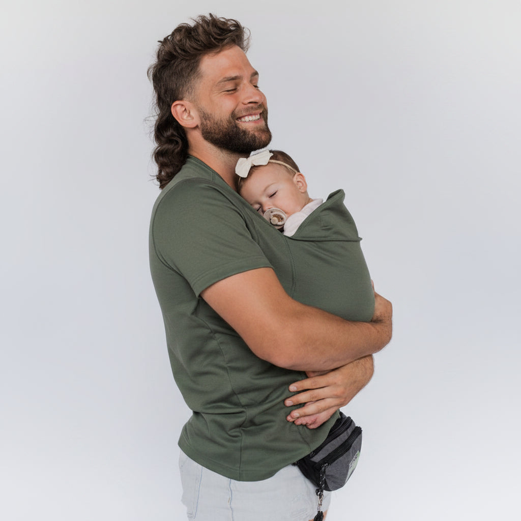 Hands-Free Baby Carrier Shirt with Built-in Pouch and Stretchy Cotton