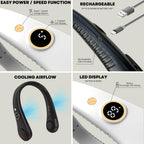 AeroLoop Bladeless Neck Fan 5 Speed Rechargeable Portable Cooling Fan