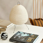 Lampe de Table Japandi Papier de Riz LED Design Ovale