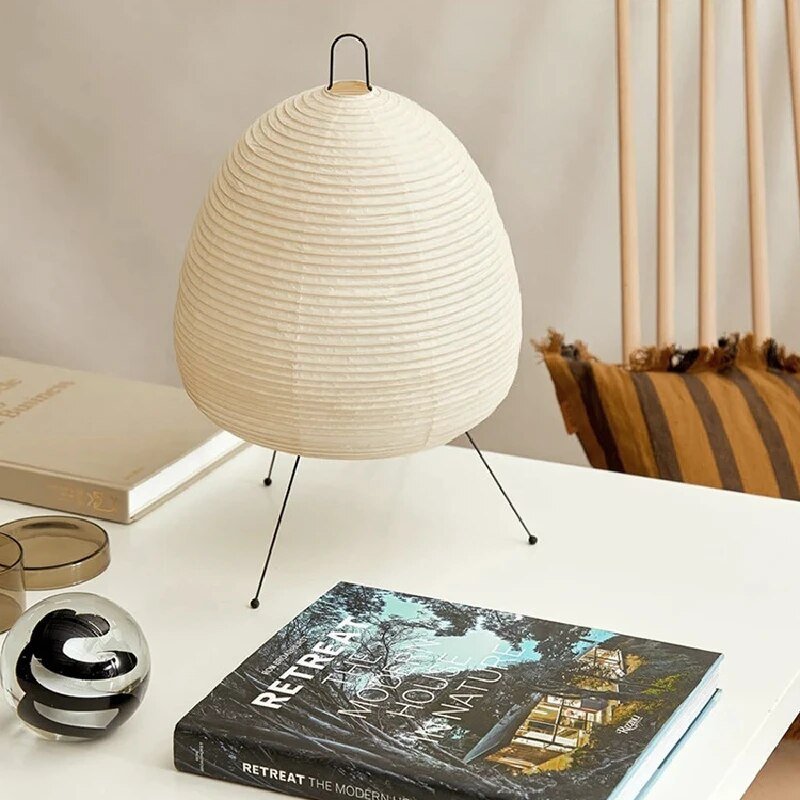 Japandi LED Table Lamp with Rice Paper - Oval Design