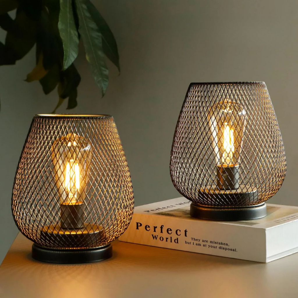 MetalAura Wireless Portable LED Lantern Lamp in Industrial Style