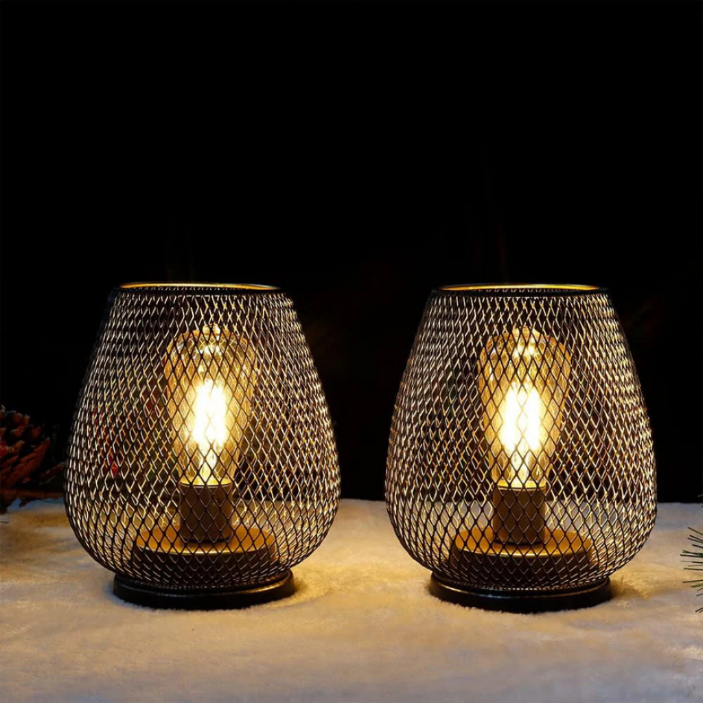 MetalAura Wireless Portable LED Lantern Lamp in Industrial Style