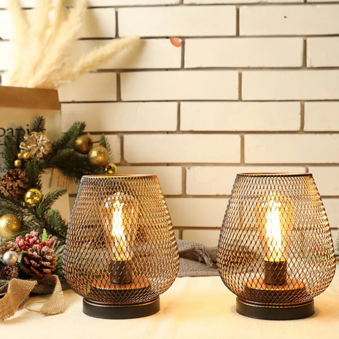 MetalAura Wireless Portable LED Lantern Lamp in Industrial Style