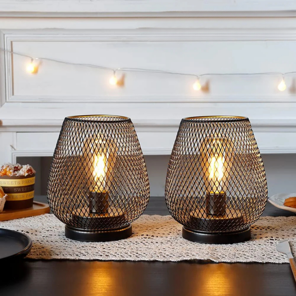 MetalAura Wireless Portable LED Lantern Lamp in Industrial Style