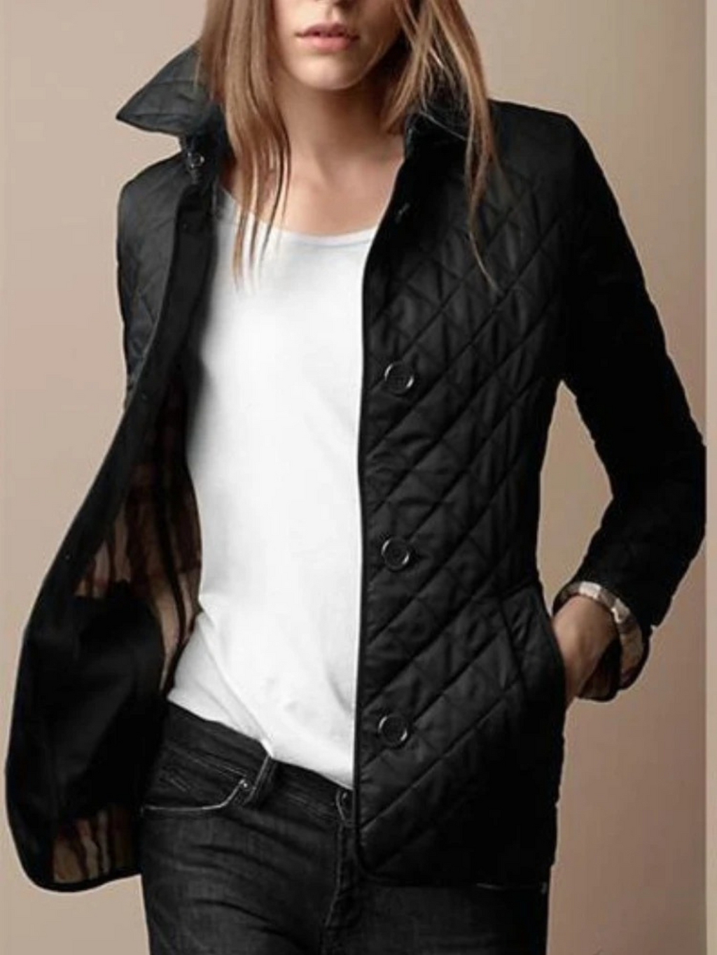 Elaris Women's Quilted Jacket Turn Down Collar Lightweight Coat
