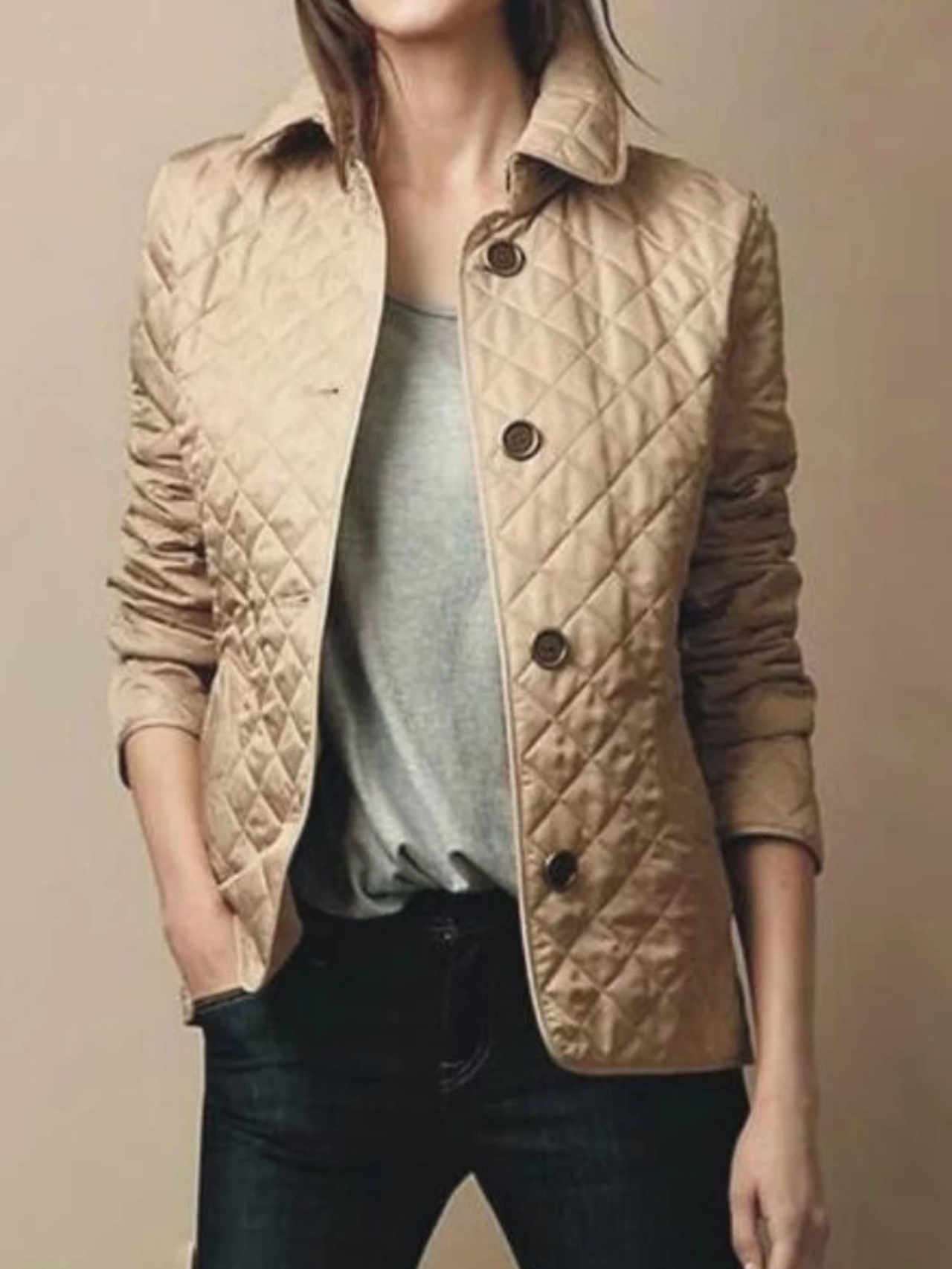 Elaris Women's Quilted Jacket Turn Down Collar Lightweight Coat