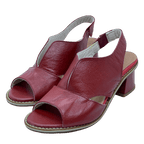 LunaStride Leather Block Heel Sandals for Women with Cushioned Footbed