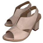 LunaStride Leather Block Heel Sandals for Women with Cushioned Footbed