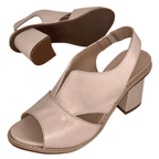 LunaStride Leather Block Heel Sandals for Women with Cushioned Footbed