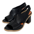 LunaStride Leather Block Heel Sandals for Women with Cushioned Footbed