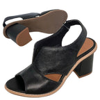LunaStride Leather Block Heel Sandals for Women with Cushioned Footbed
