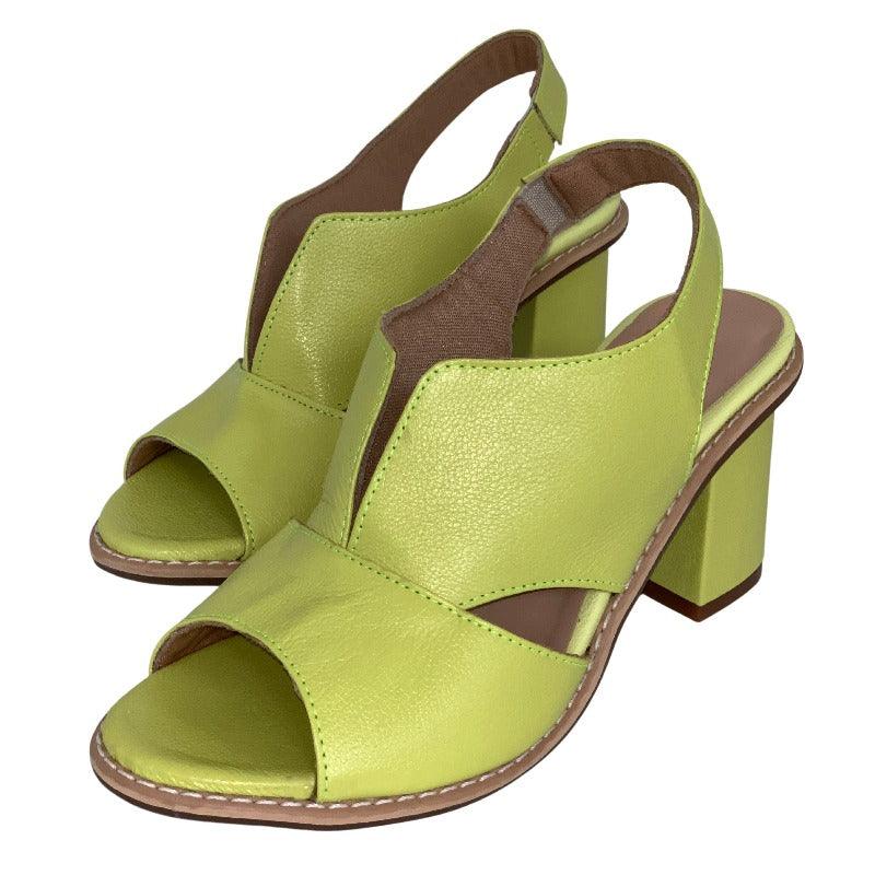 LunaStride Leather Block Heel Sandals for Women with Cushioned Footbed