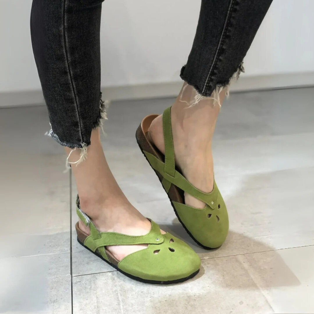 Eloria Comfort Slingback Sandals for Women Closed Toe Cross Strap