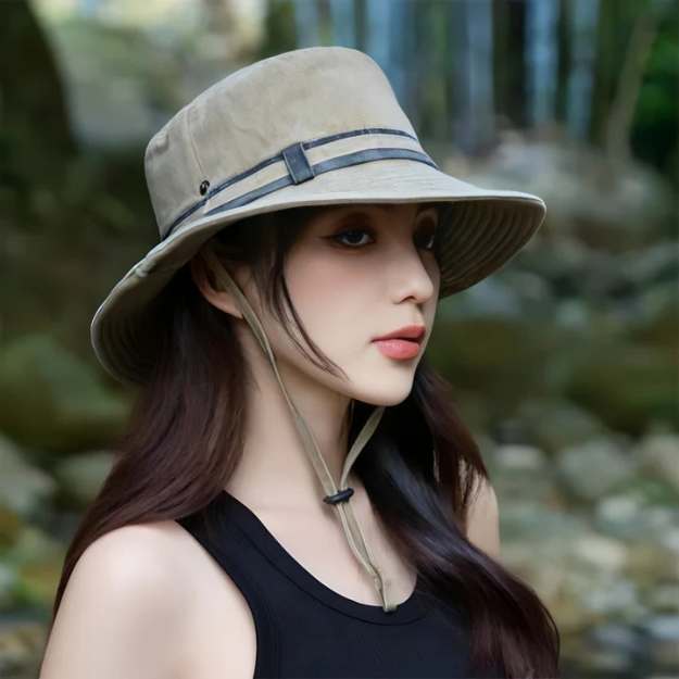 BreezeGuard Women's Wide Brim Outdoor Sun Hat with Chin Strap