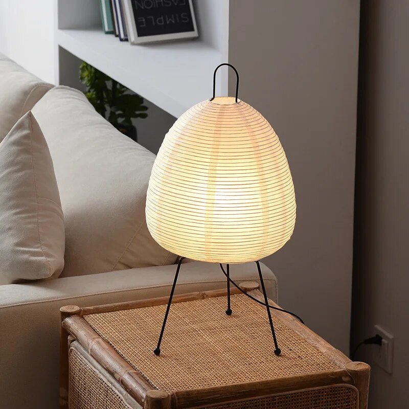 Japandi LED Table Lamp with Rice Paper - Oval Design